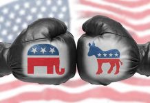 Boxing Gloves with Republican and Democrat Signs