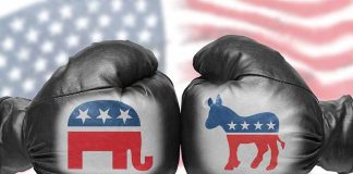 Boxing Gloves with Republican and Democrat Signs