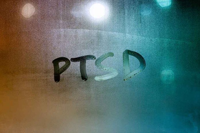 PTSD written on a window