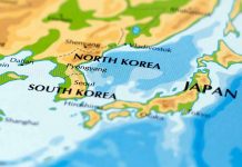 North Korea and South Korea on the map