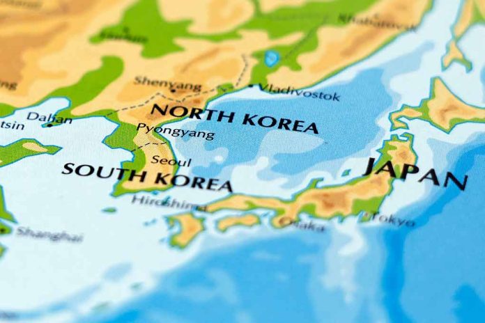 North Korea and South Korea on the map