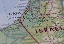 Gaza and Israel on the map