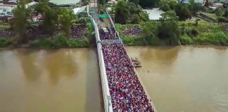 Immigrants crossing a border