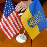 US flag and Ukrainian flag