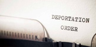 Deportation order typed on paper