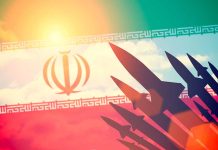 Iranian flag and a missile