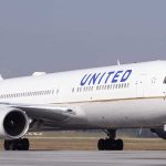 United Airlines plane on the runway