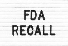 FDA Recall written on letter board