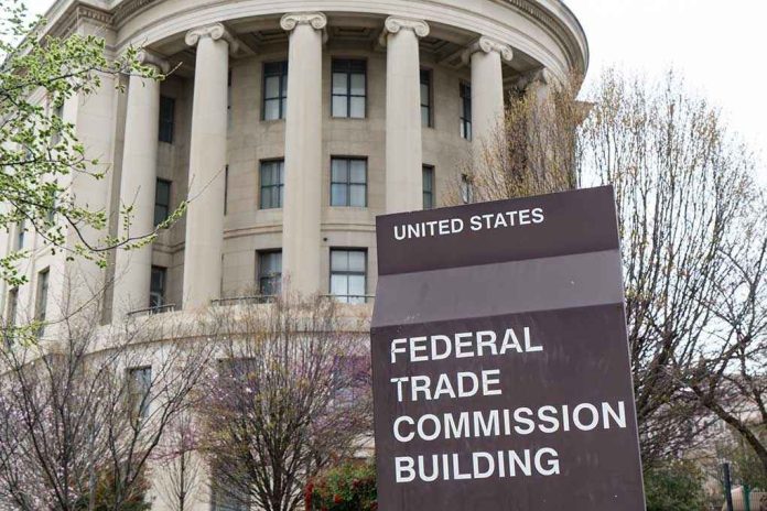 399778786 Federal Trade Commission Building with sign and trees