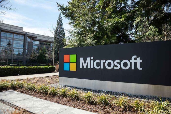 1357496909 Microsoft sign with office buildings and trees