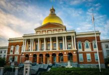 Building with golden dome and columns