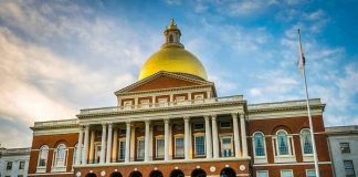 Building with golden dome and columns