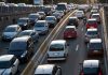 Heavy traffic on a city highway during rush hour