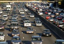 Heavy traffic on a multi lane highway