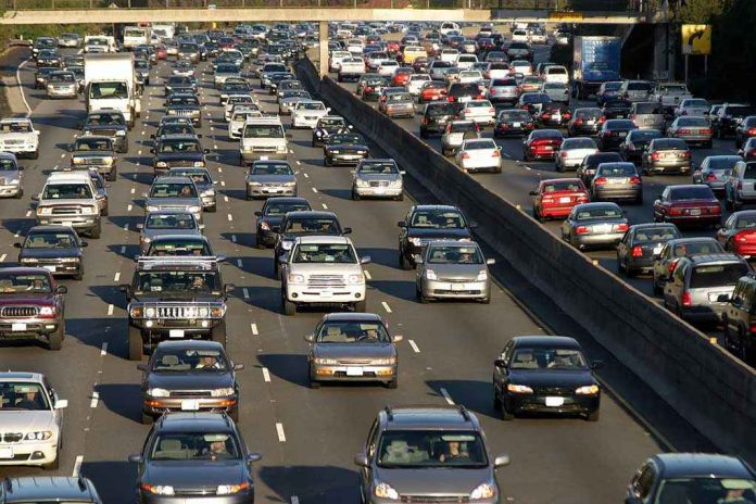 Heavy traffic on a multi lane highway
