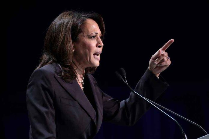 Person speaking at podium with raised finger