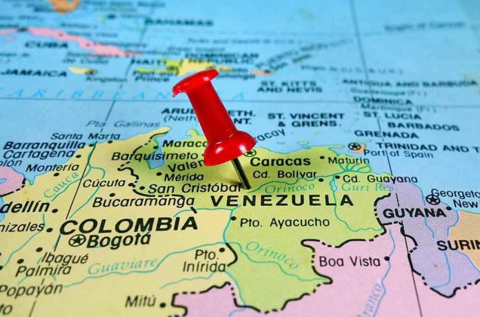 304079975 Red pin on Venezuela South America map