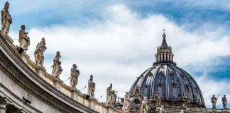 Pope CANONIZES Former SATANIST — Catholics OUTRAGED St Peters Basilica dome with statues and clouds