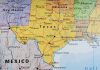 Map of Texas and surrounding states with highlighted borders