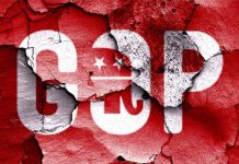 GOP Turmoil: Trump Nominee Makes Shocking Exit Cracked wall featuring the GOP logo in red and white