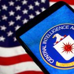 CIA logo displayed on smartphone with American flag
