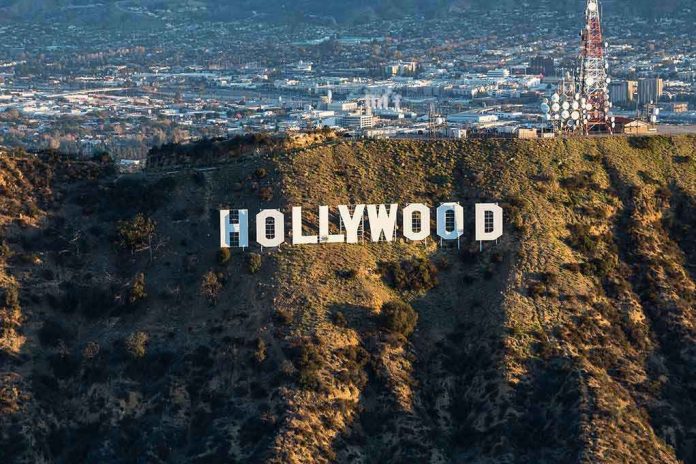 The Hollywood sign on a hillside.