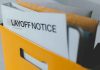 Layoff notice in a yellow box