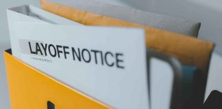 Layoff notice in a yellow box