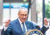 Schumer Slammed: Revolt Within DEMOCRATS! Senator Chuck Schumer speaking to crowd.