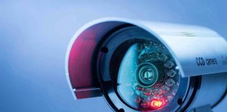 Close up of a CCTV security camera