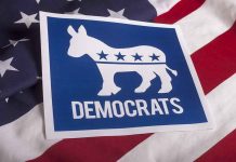 Radio Host KISSES Jasmine Crockett’s Feet! Democrats logo on American flag background
