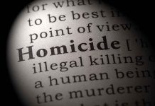 LA Doctor EXECUTED Outside Clinic Magnified text showing definition of homicide.
