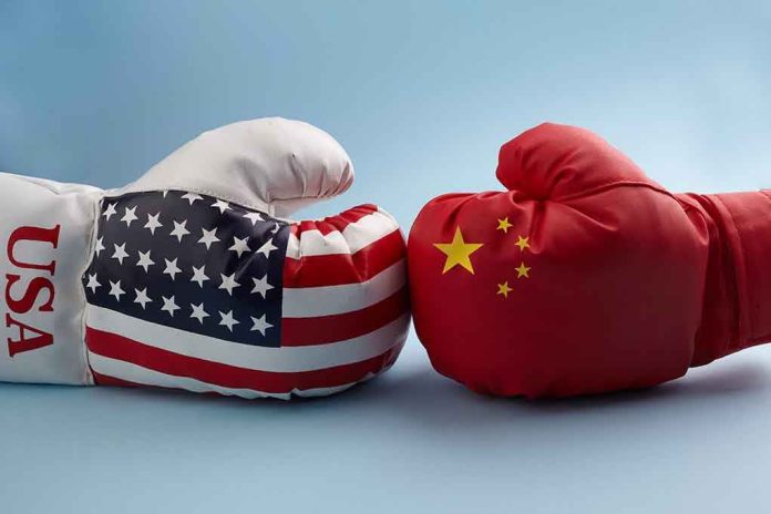 1711953103 USA and China boxing gloves facing each other.