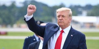 Trump BANS Somalia Entry — Security Threat EXPOSED Man in suit raising fist near parked car.