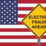 ICE-BUSTED Superintendent on Maryland Voter Rolls Yellow sign reading Election Fraud Ahead with American flag.