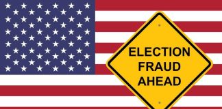 ICE-BUSTED Superintendent on Maryland Voter Rolls Yellow sign reading Election Fraud Ahead with American flag.