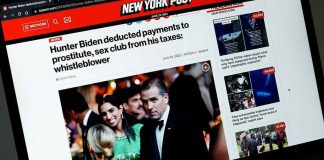New York Post headline about Hunter Bidens tax deductions.