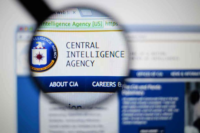 Magnifying glass over Central Intelligence Agency webpage.