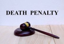Gavel under Death Penalty text on white background.