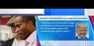 President Donald Trump endorses John James for governor