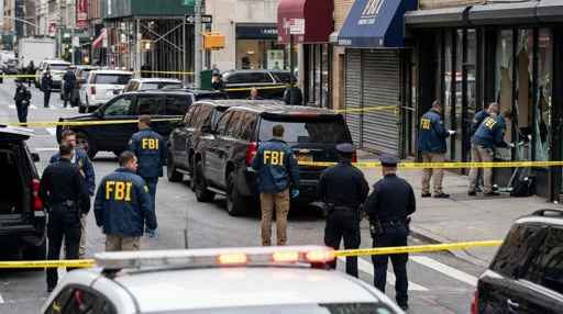 shutterstock_2755604263 FBI agents and police officers at a crime scene with police tape