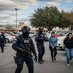 Federal Showdown Inside A Courthouse ICE agents conducting an arrest in a parking lot