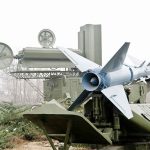 surface-to-air missile on a mobile launcher