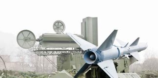 surface-to-air missile on a mobile launcher