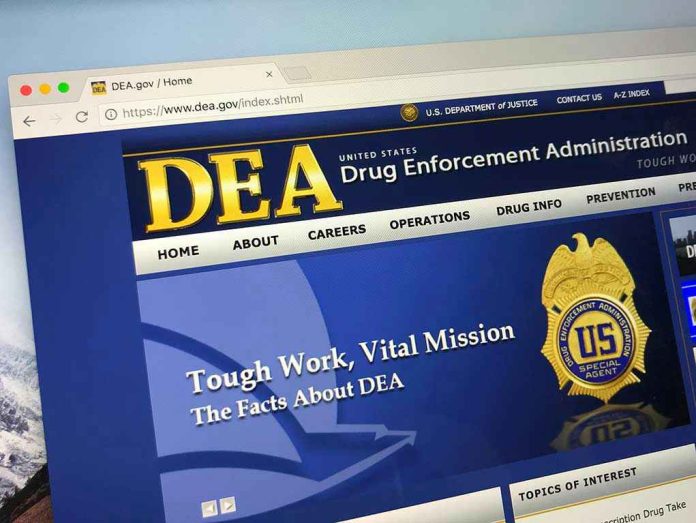 1113944018 DEA website homepage with gold badge and text