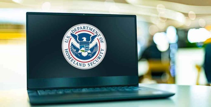 2287986767 Laptop displaying U.S. Department of Homeland Security logo.