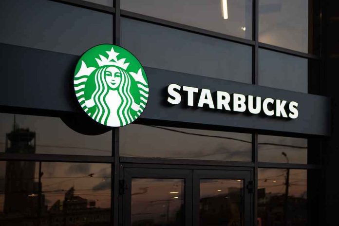 Starbucks store exterior with illuminated sign