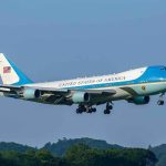 Air Force One Makes Dramatic Presidents Cup Flyover Air Force One Boeing 747 on approach