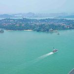Alcatraz Chaos: Party Boat Flips island with ferry and bridge in turquoise bay