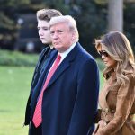 Trump’s Helipad Stunt Sparks Media Uproar Donald Trump and Melania Trump walking outdoors with another person